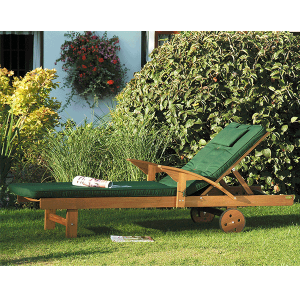 Garden Sun Lounger Complete With Cushion In Acacia Hardwood - Image 2
